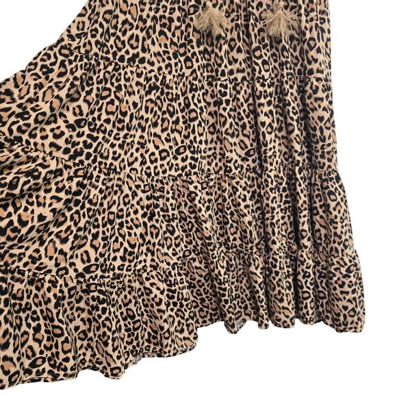Olivaceous Leopard Print Knee Length Dress Notch Neck Size Small - Picture 4 of 8
